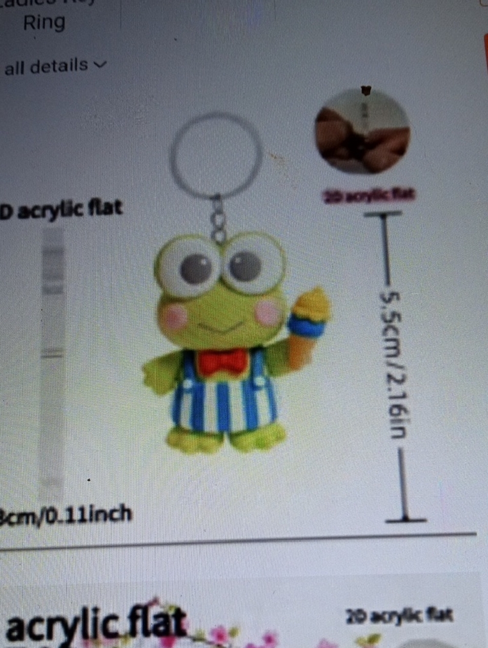 Hello Kitty Friend Cute Green Frog Keychain with Striped Outfit